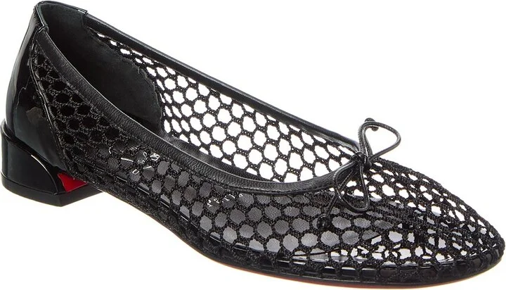 Christian Louboutin Sweetie Jane Mesh & Patent Ballerina Flat