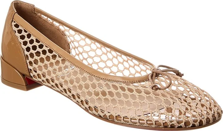 Christian Louboutin Sweetie Jane Mesh & Patent Ballerina Flat