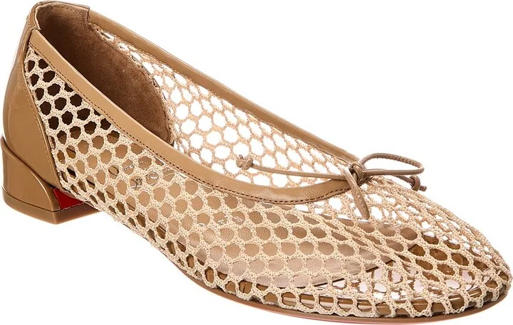Christian Louboutin Sweetie Jane Mesh & Patent Ballerina Flat