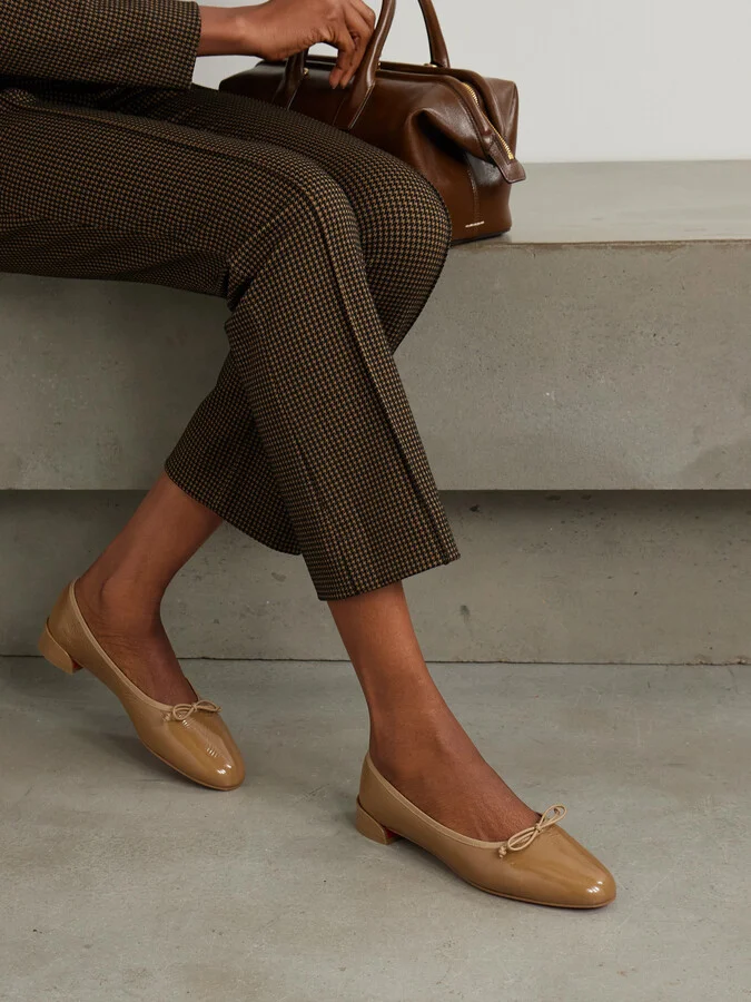 Christian Louboutin - Sweetie Jane Patent-leather Flats - Neutrals - Image 2