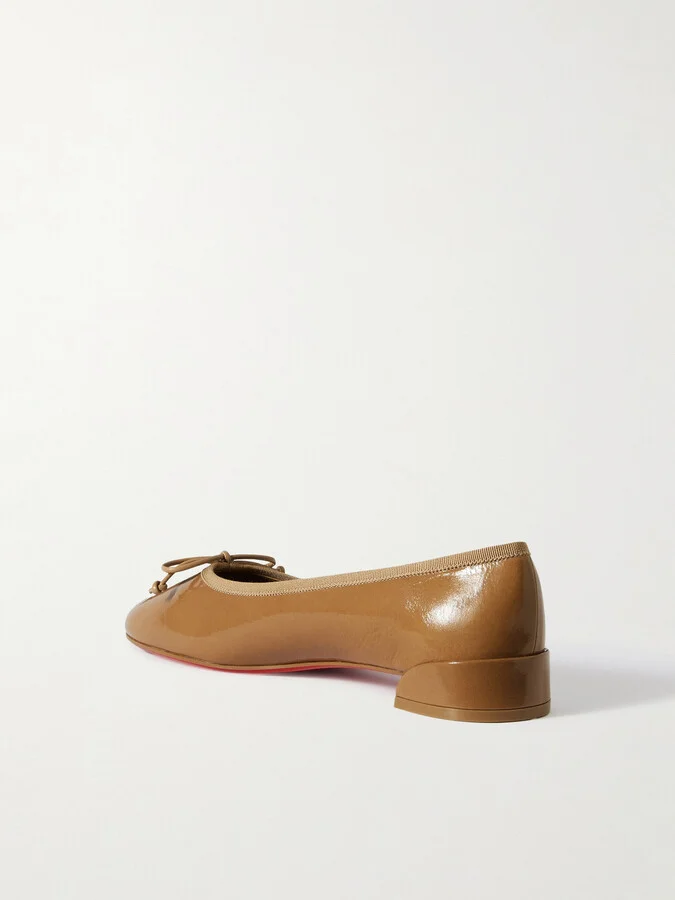 Christian Louboutin - Sweetie Jane Patent-leather Flats - Neutrals - Image 3