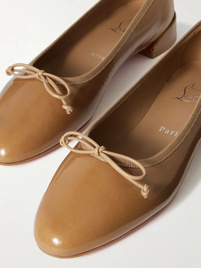 Christian Louboutin - Sweetie Jane Patent-leather Flats - Neutrals - Image 4