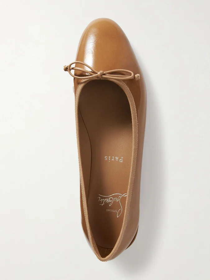 Christian Louboutin - Sweetie Jane Patent-leather Flats - Neutrals - Image 5