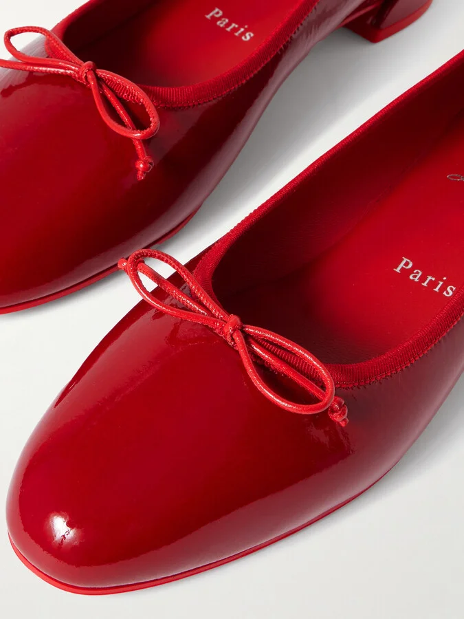 Christian Louboutin - Sweetie Jane Patent-leather Flats - Red - Image 4