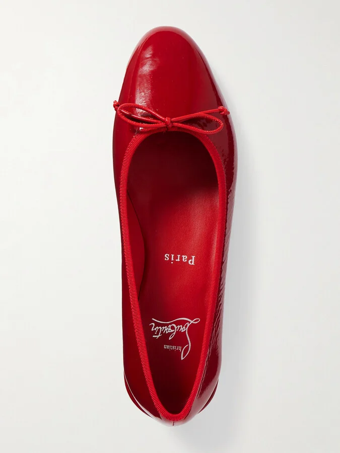 Christian Louboutin - Sweetie Jane Patent-leather Flats - Red - Image 5