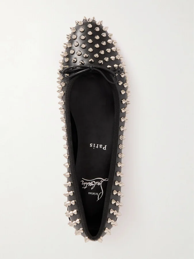 Christian Louboutin - Sweetie Jane Studded Leather Ballet Flats - Black - Image 5