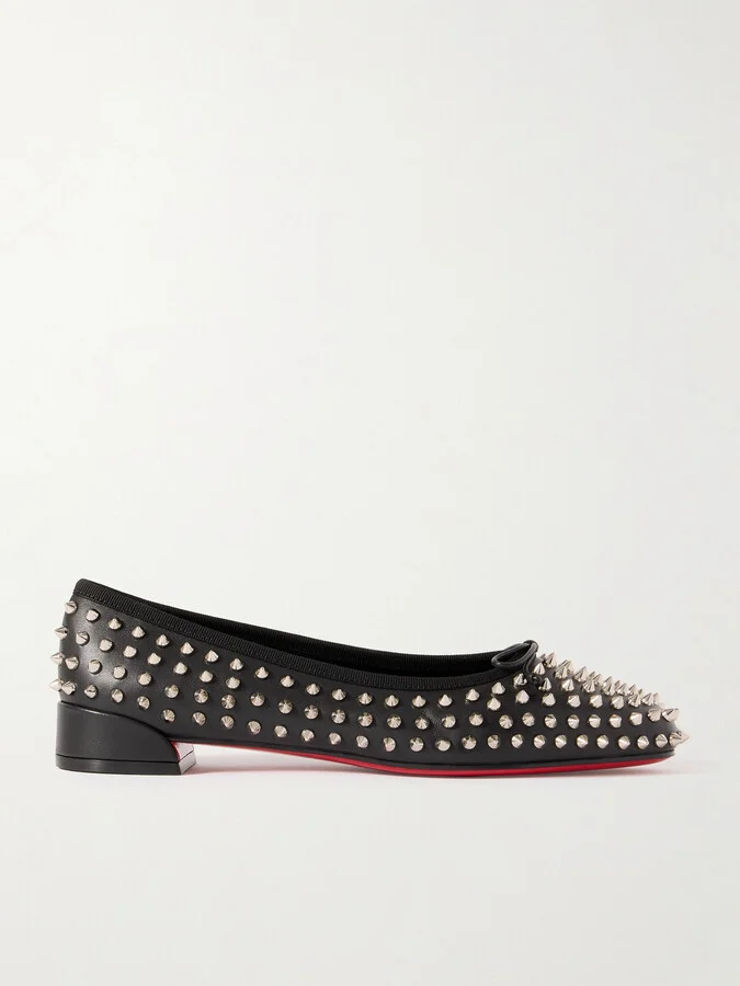 Christian Louboutin - Sweetie Jane Studded Leather Ballet Flats - Black
