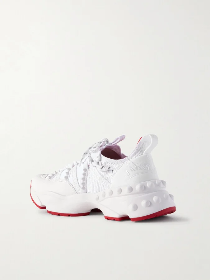 Christian Louboutin - Trailrun Studded Mesh, Leather And Neoprene Sneakers - White - Image 3