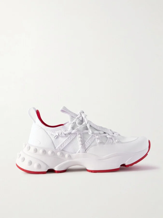 Christian Louboutin - Trailrun Studded Mesh, Leather And Neoprene Sneakers - White