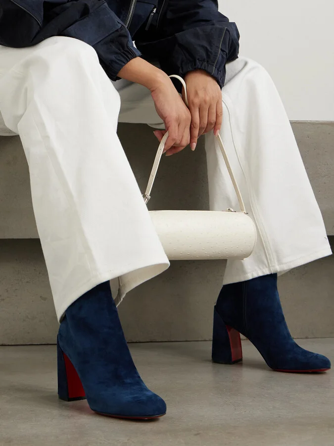 Christian Louboutin - Turela 85 Suede Ankle Boots - Blue - Image 2
