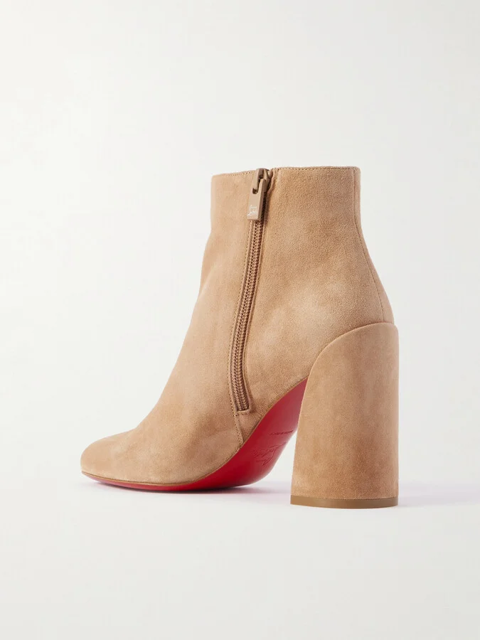 Christian Louboutin - Turela 85 Suede Ankle Boots - Neutrals - Image 3