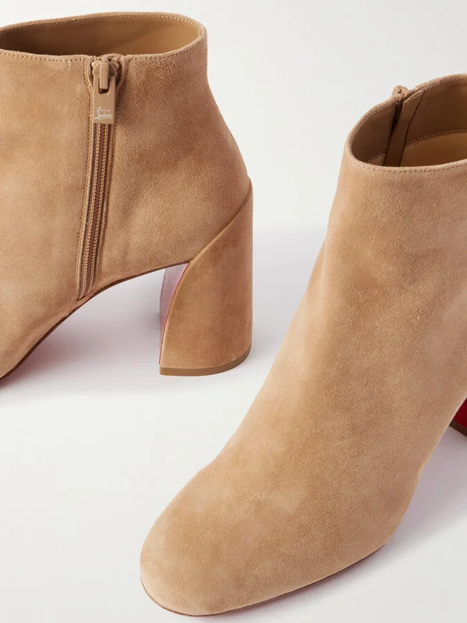 Christian Louboutin - Turela 85 Suede Ankle Boots - Neutrals - Image 4