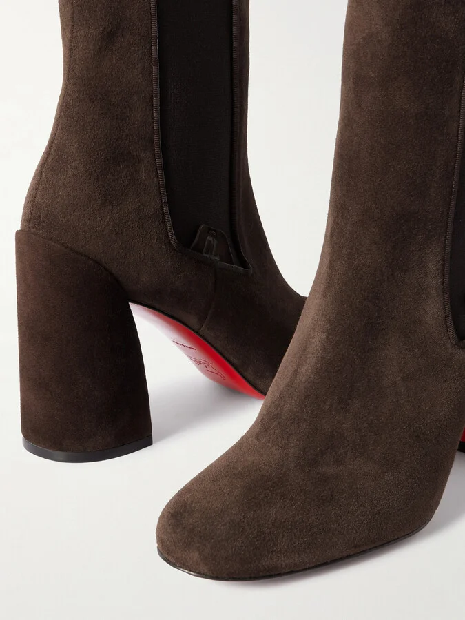 Christian Louboutin - Turelastic 85 Suede Chelsea Boots - Brown - Image 4