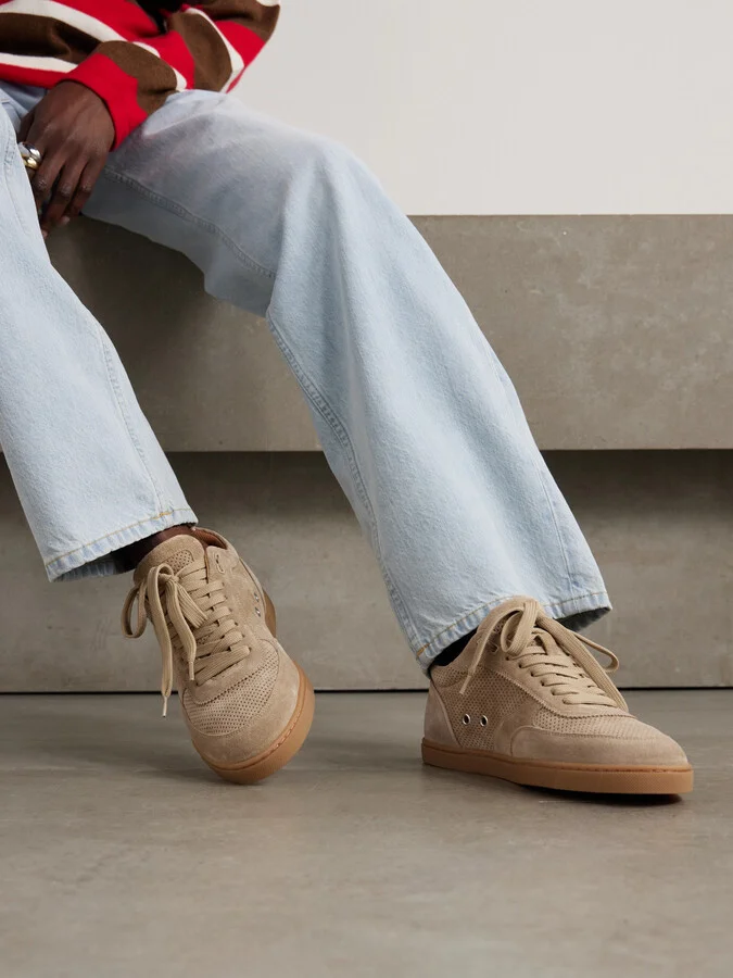 Christian Louboutin - Tutti Rui Donna Perforated Suede Sneakers - Brown - Image 2