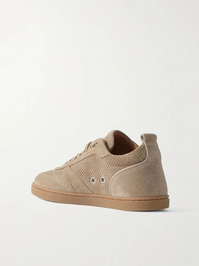 Christian Louboutin - Tutti Rui Donna Perforated Suede Sneakers - Brown - Image 3