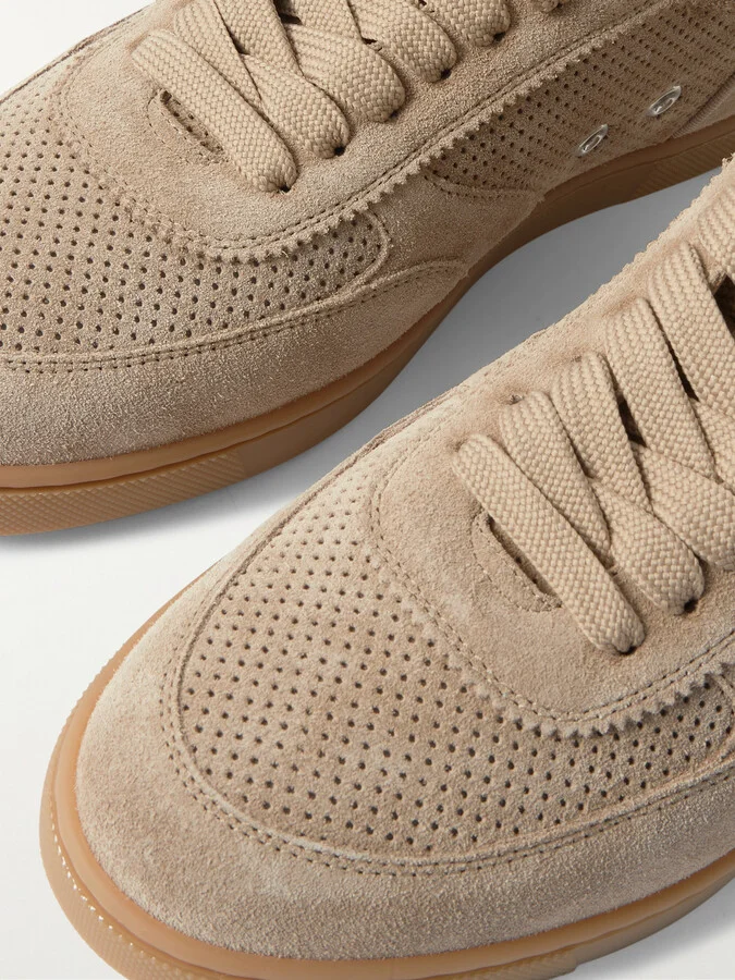 Christian Louboutin - Tutti Rui Donna Perforated Suede Sneakers - Brown - Image 4
