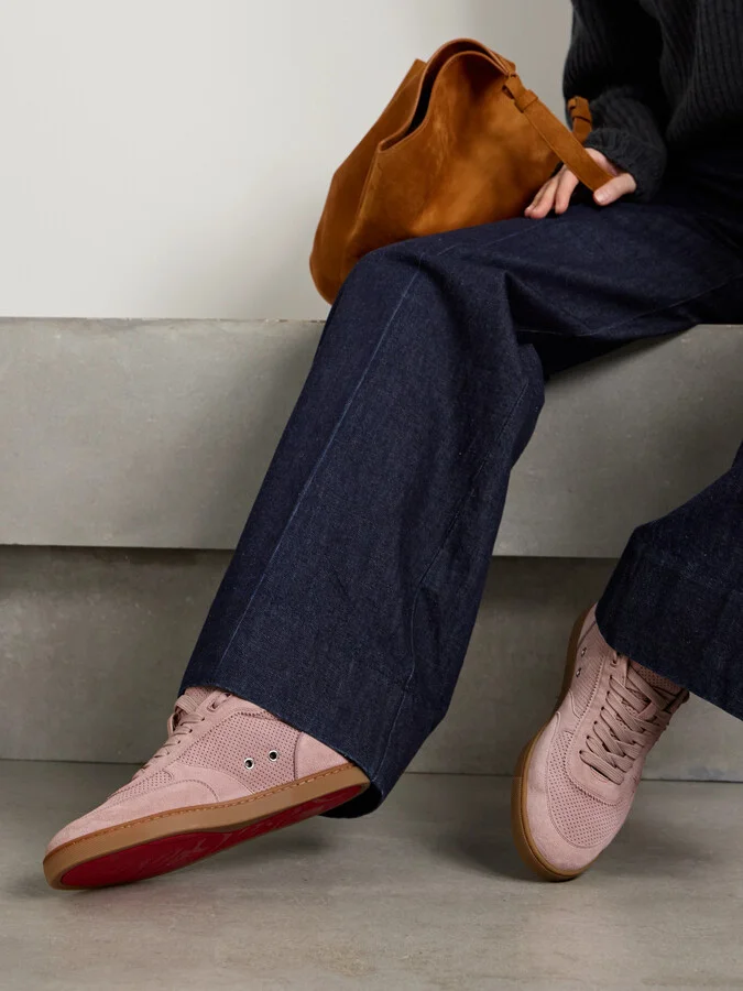 Christian Louboutin - Tutti Rui Donna Perforated Suede Sneakers - Pink - Image 2