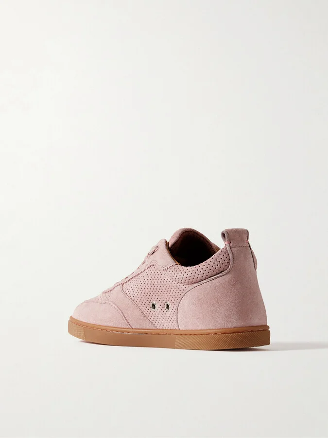 Christian Louboutin - Tutti Rui Donna Perforated Suede Sneakers - Pink - Image 3
