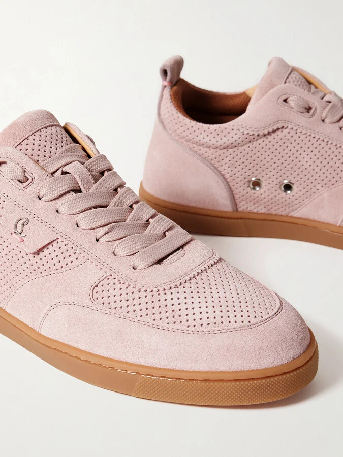 Christian Louboutin - Tutti Rui Donna Perforated Suede Sneakers - Pink - Image 4