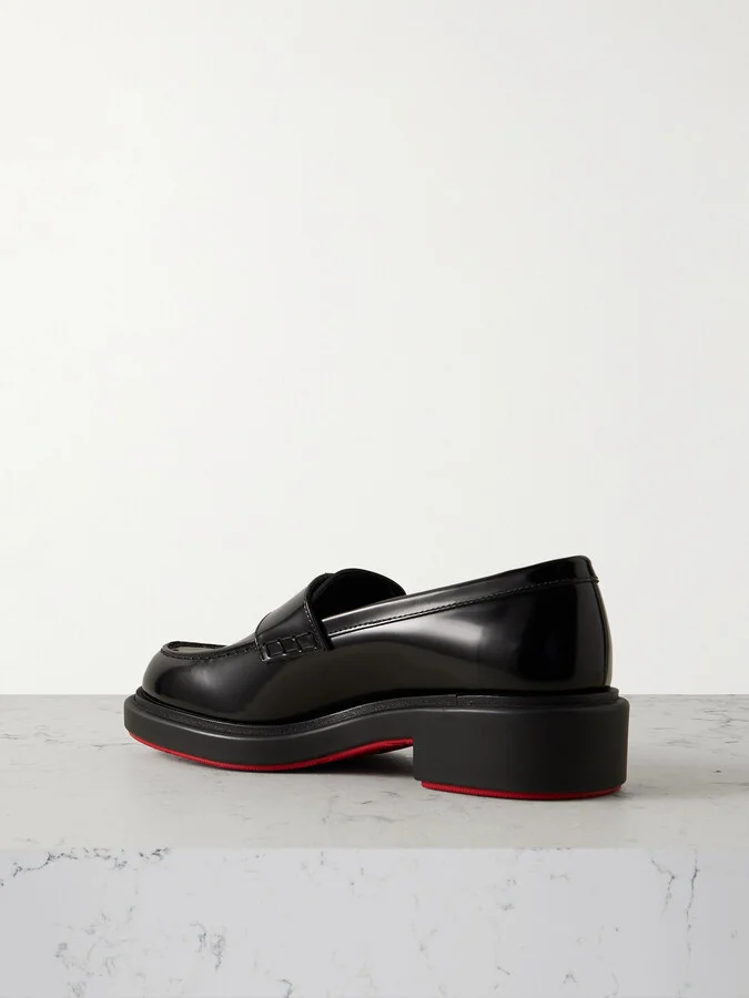 Christian Louboutin - Urban Moc Lock Embellished Glossed-leather Loafers - Black - Image 3