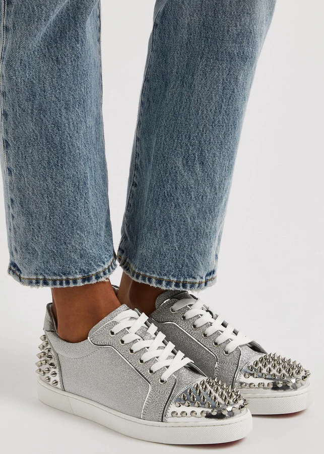 Christian Louboutin Vieira 2 Glittered Leather Sneakers - Image 5