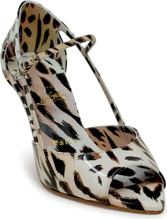 Christian Louboutin Vintage Rose Patent Open Miss Z Strap 80 Pumps - Image 2