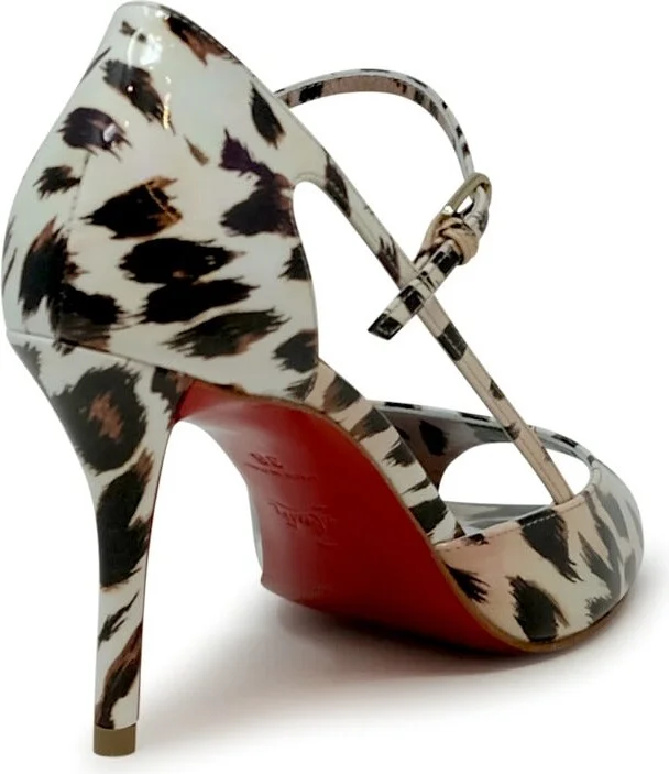 Christian Louboutin Vintage Rose Patent Open Miss Z Strap 80 Pumps - Image 3