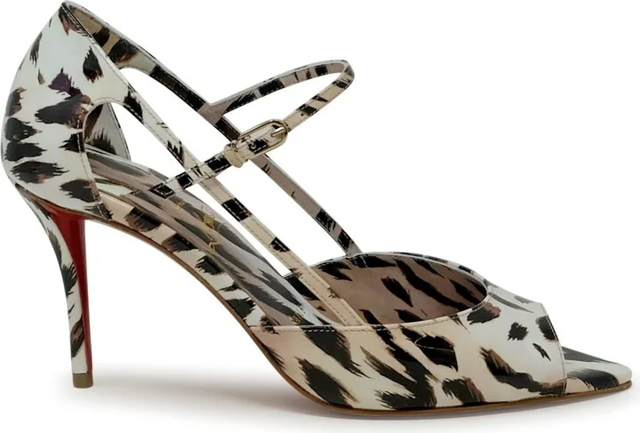 Christian Louboutin Vintage Rose Patent Open Miss Z Strap 80 Pumps
