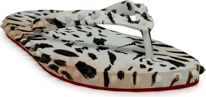 Christian Louboutin Vintage Rose Rubber Super Loubi Flat Flip Thongs - Image 2