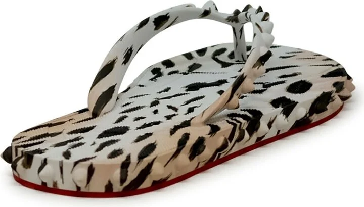 Christian Louboutin Vintage Rose Rubber Super Loubi Flat Flip Thongs - Image 3