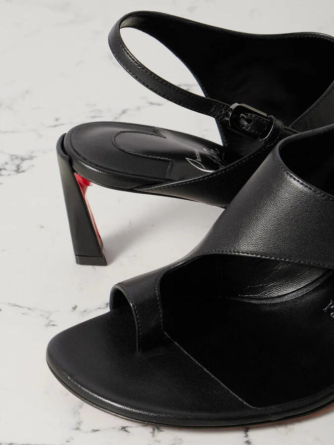 Christian Louboutin - Viva Condora 55 Leather Slingback Sandals - Black - Image 4