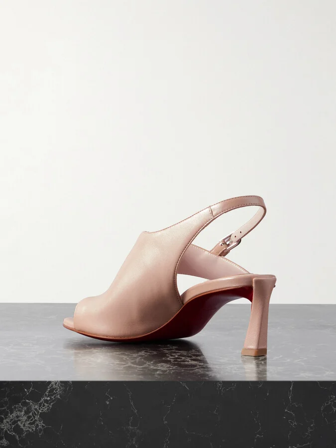 Christian Louboutin - Viva Condora 55 Leather Slingback Sandals - Neutrals - Image 3