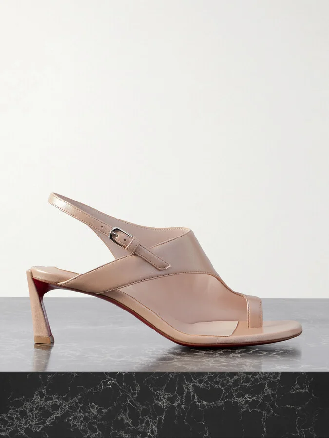 Christian Louboutin - Viva Condora 55 Leather Slingback Sandals - Neutrals