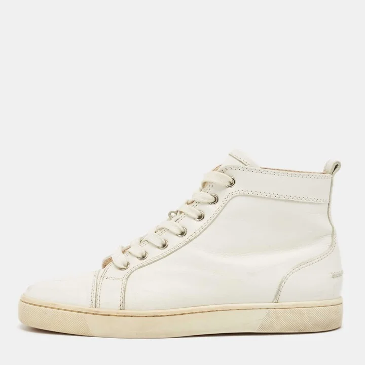Christian Louboutin White Leather Louis High Top Sneakers Size 41