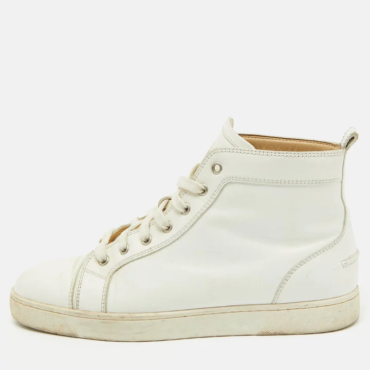 Christian Louboutin White Leather Louis High Top Sneakers Size 43