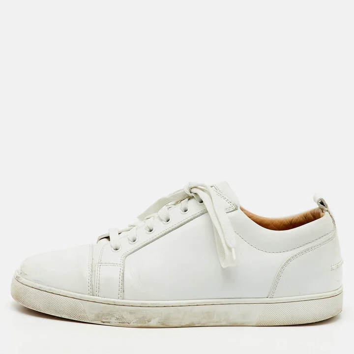 Christian Louboutin White Leather Louis Junior Low Top Sneakers Size 45