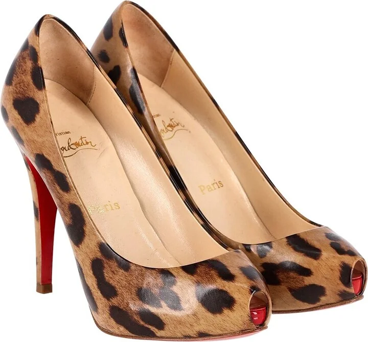 Christian Louboutin Women's Patent Leather Open Clic Peep Toe Pump (Authentic Pre-Loved)