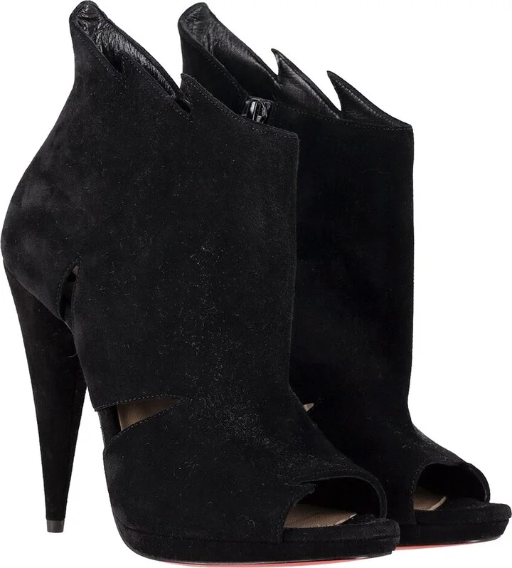 Christian Louboutin Women's Suede Belfeconica Cutout Accent Slingback Sandal (Authentic Pre-Loved)