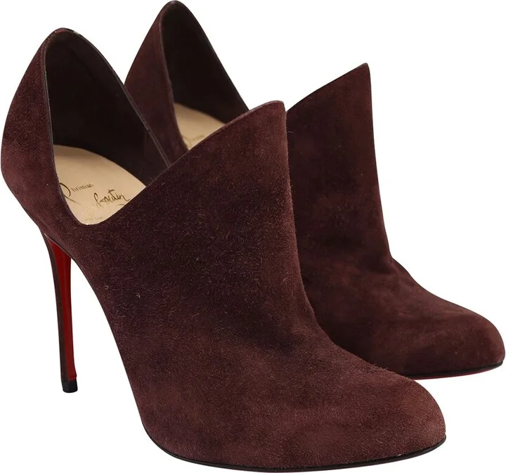 Christian Louboutin Women's Suede Dugueclina 100 Bootie (Authentic Pre-Loved)