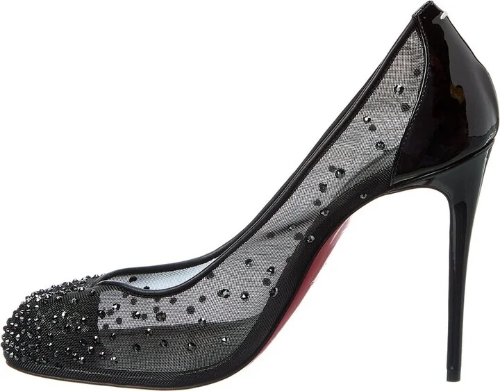 Christian Louboutin X Maison Margiela Bridiela Una Strass 100 Mesh & Patent Slingback Pump - Image 2