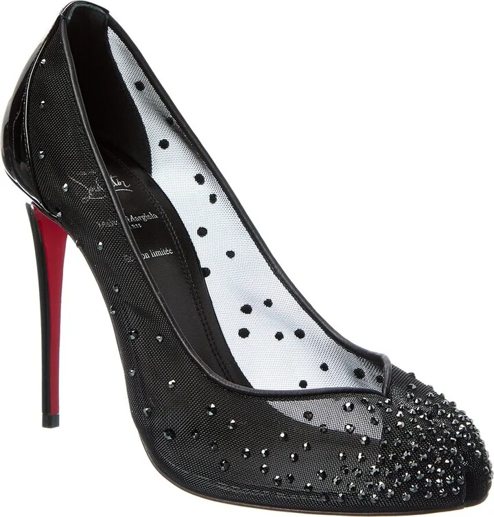 Christian Louboutin X Maison Margiela Bridiela Una Strass 100 Mesh & Patent Slingback Pump
