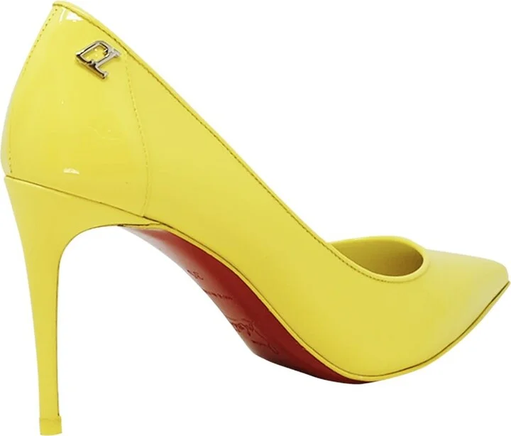 Christian Louboutin Yellow Patent Leather Sporty Kate 85 Pumps - Image 2