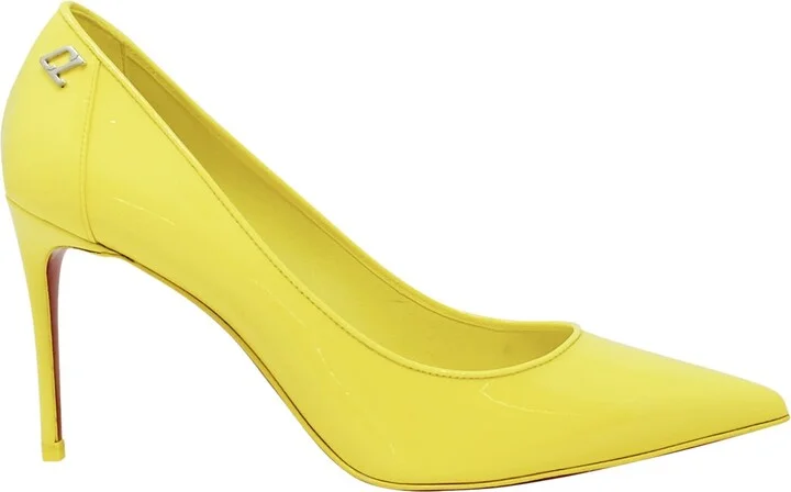 Christian Louboutin Yellow Patent Leather Sporty Kate 85 Pumps