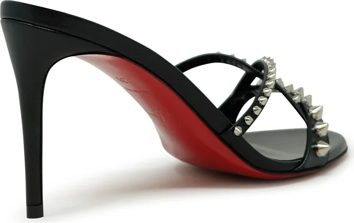 Christian Louboutinblack Leather Spikes Tatoosh 85 Mules - Image 3