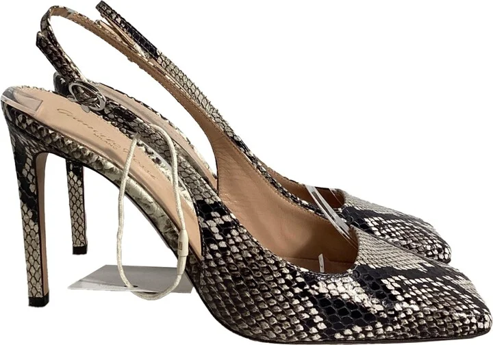Christina Snake Embossed Square Toe Pumps in Animal Print Leather