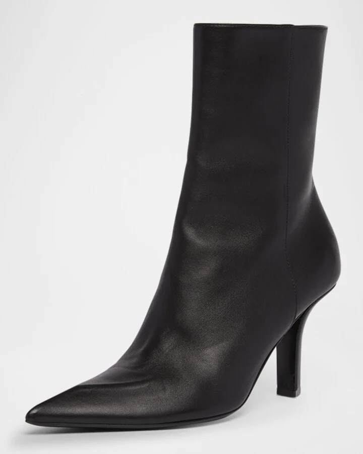 Christine Leather Zip Ankle Booties - Image 2