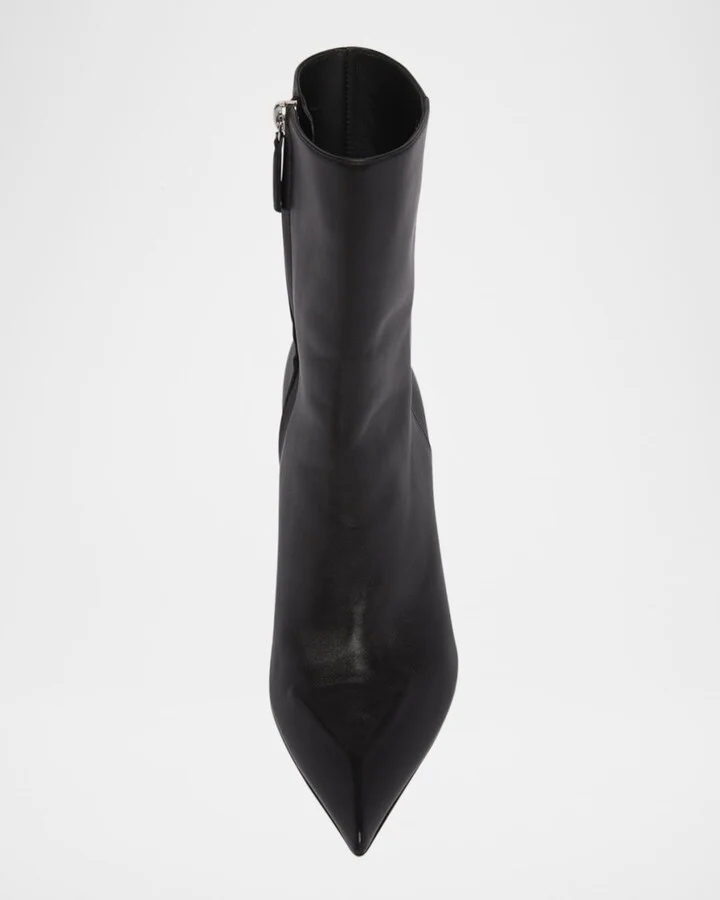Christine Leather Zip Ankle Booties - Image 3