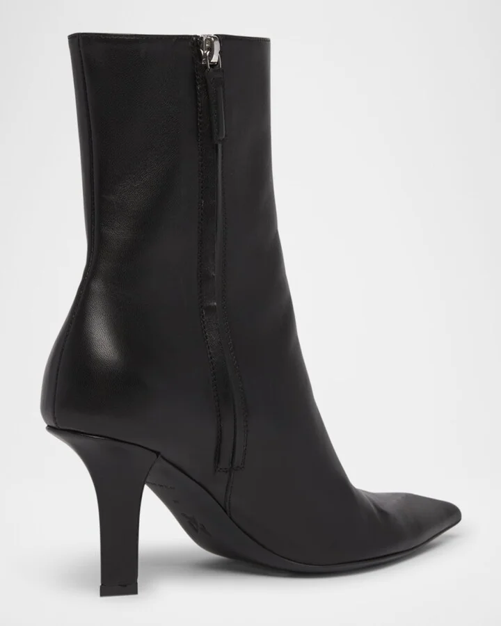 Christine Leather Zip Ankle Booties - Image 4