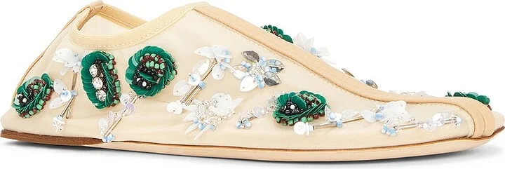 Christopher Esber Embla Beaded Mesh Flat in Ivory - Image 2