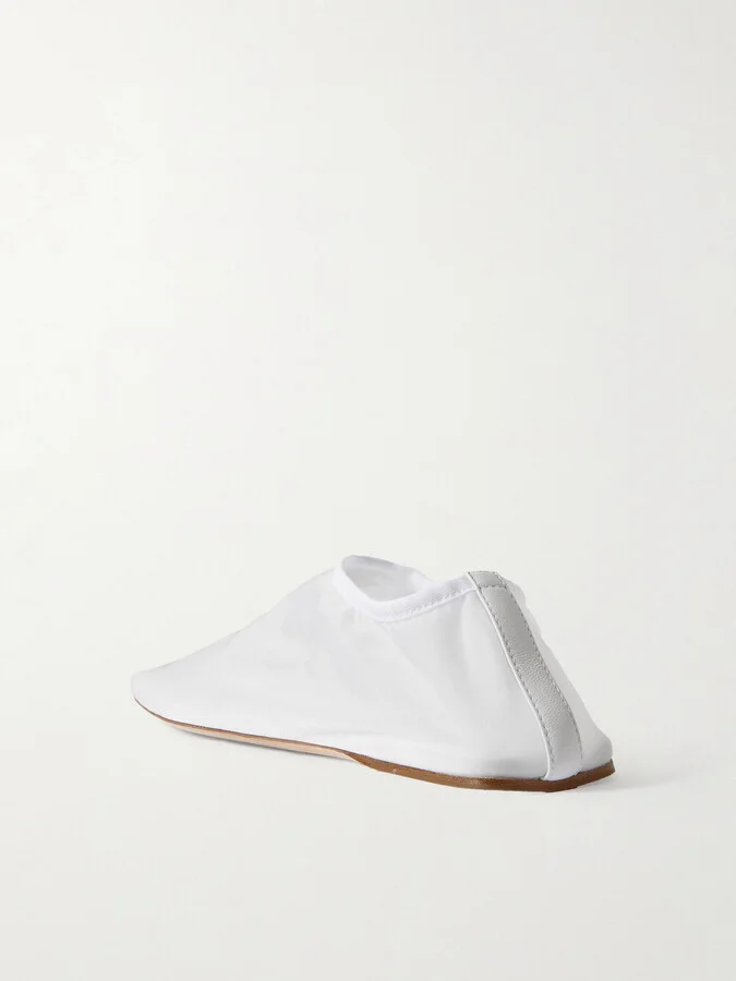 Christopher Esber - Leather-trimmed Mesh Ballet Flats - White - Image 3